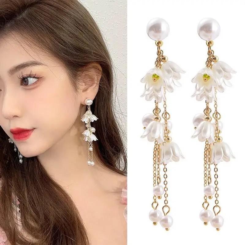 925 Silver Needle Korean Fashion Long Chain Tassel Earrings For Women Metal Earing Jewelry Trending Women's Drop Earrings