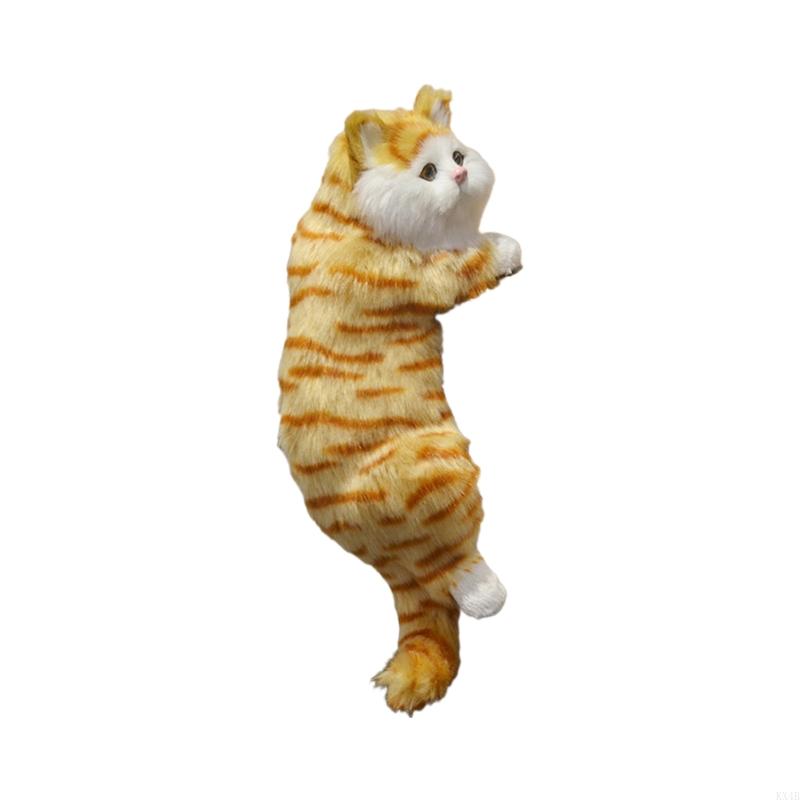 KX4B Simulation for Cat Pendant Plush Animal Art for Doll Ornament Desk Decor for Home Bedroom Living Room Decoration Gift