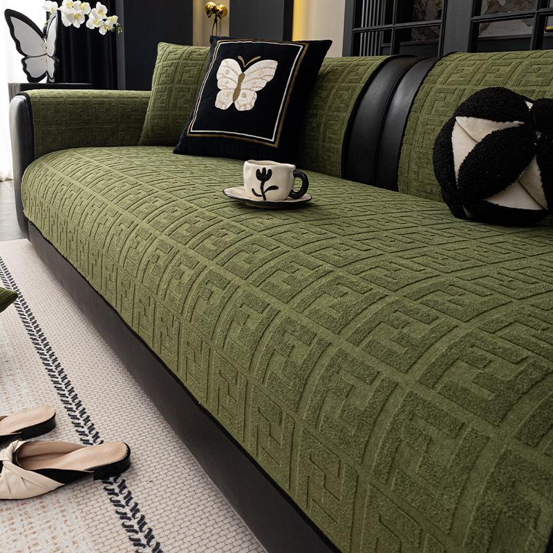 2025 Retro Style Plush Sofa Cushion Cover, Non-slip & Thickened for All Seasons