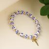 Chinese Style Blue and White Porcelain Bracelet Vintage Elastic Ceramic Bracelet Versatile Pretty Women's Bracelet Birthday Gift