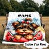Custom Name Vintage Dog Portrait Art Blanket  Ideal Bedding Blanket Perfect for Travel, Camping, Living Rooms, Offices, Sofas, Fan Christmas gift