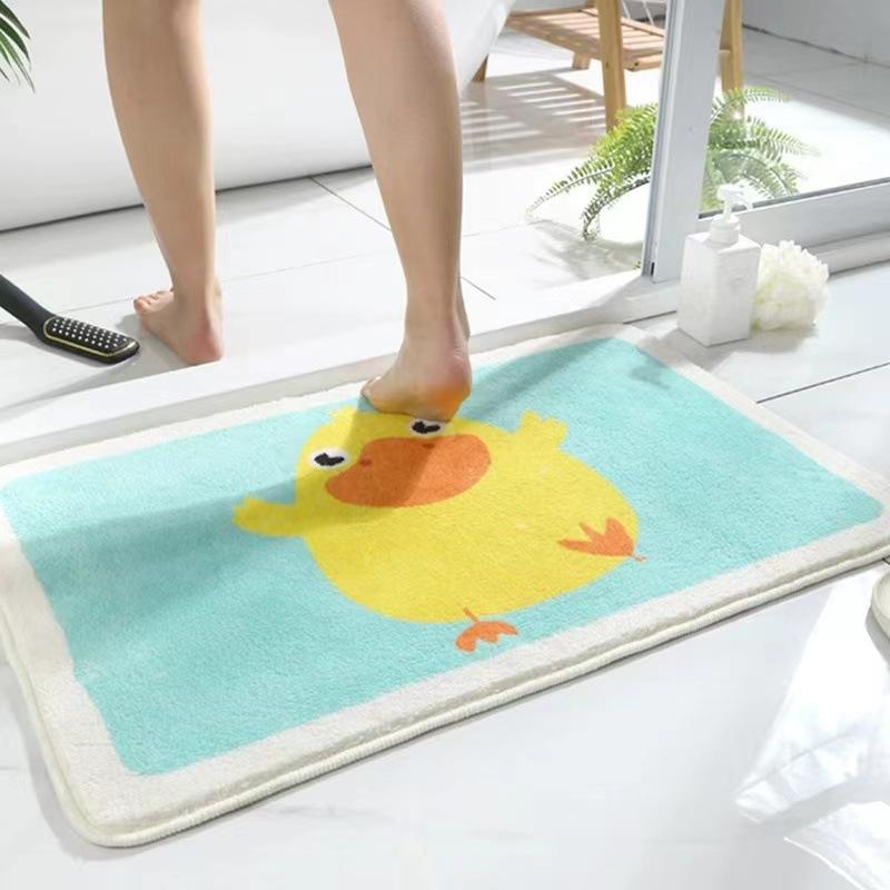 VIKAMA Cute Cartoon Flat Printed Carpet, Entrance Door, Bathroom And Toilet Anti-Slip Imitation Cashmere Mat, Home Decoration