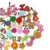 50Pcs Wooden Buttons Natural Wood 2-Holed Fastener Buttons for Sewing Knitting Handcraft Cartoon Animals Printing Patterns