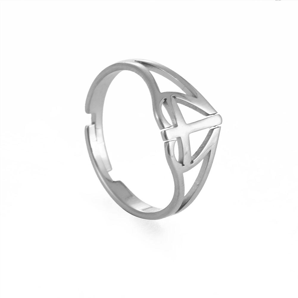 Cazador 2026 Trend Cross Ring Gold Color Open Finger Rings for Women Christian Jesus Stainless Steel Jewelry Friends Gifts New