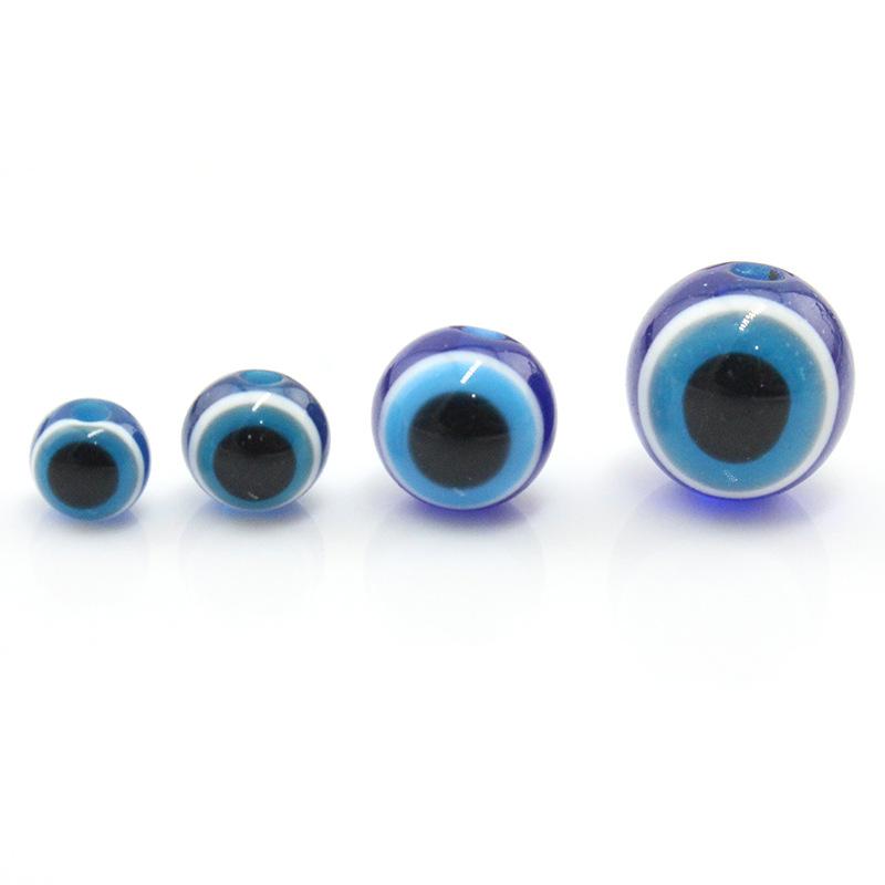 Economical 1000Pcs/Pack 4/6/8mm Evil Eyes Beads For Jewelry Making Blue Round Smooth Beads For DIY Bracelet Necklace Earrings