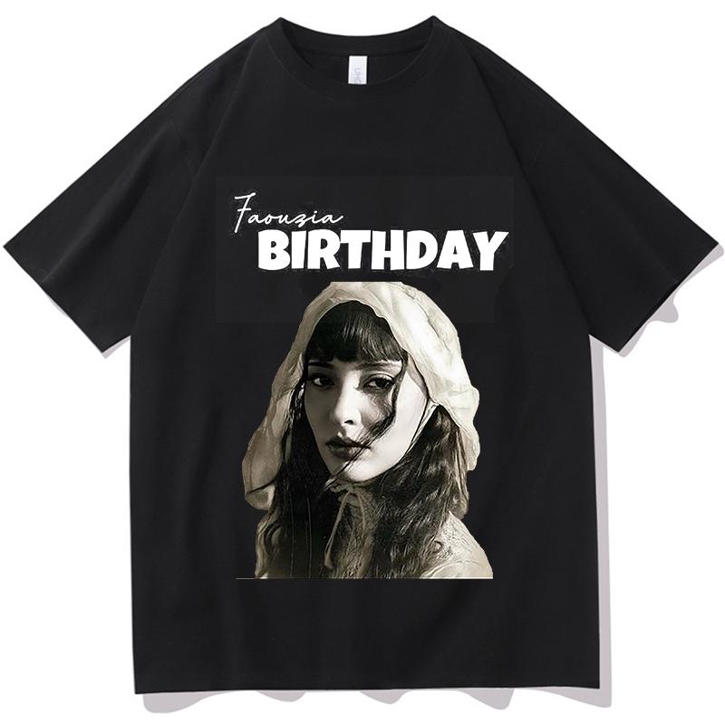 2026 Summer Cotton Faouzia BIRTHDAY Printed TShirts Vintage Graphic Tees Unisex Unisex Loose Casual Hip Hop Streetwear Comfort Tops