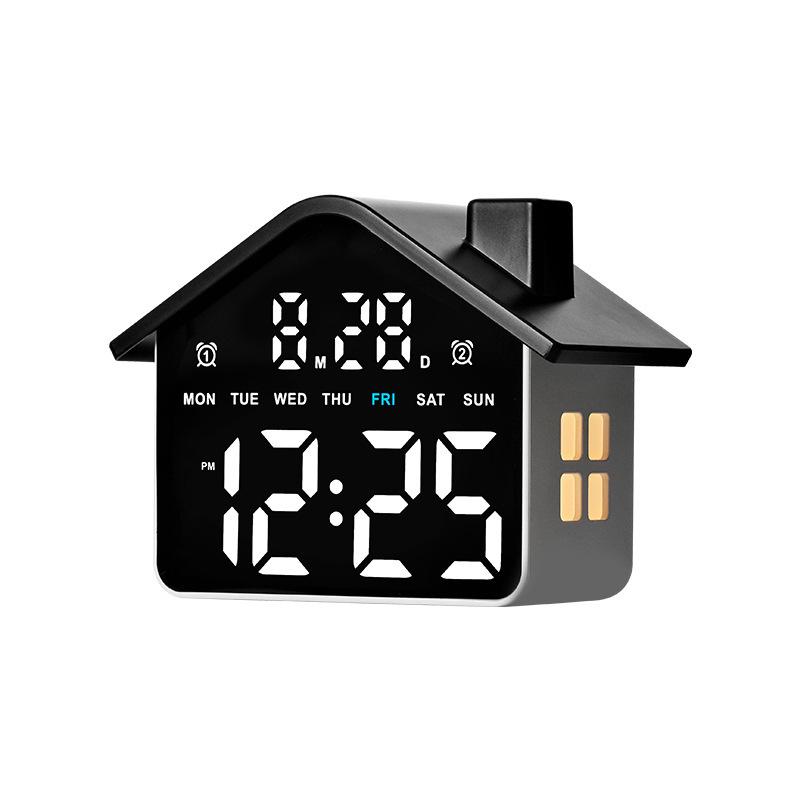 LED Digital Alarm Clock House Voice Control Date Week Brightness Adjustment Electronic Table Clock with Night Light 12/24H