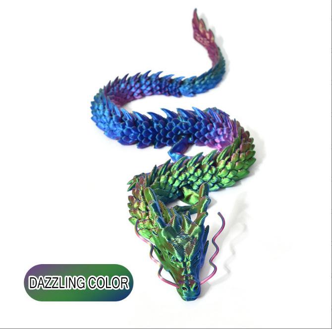 

60/90/120/180см Величезні 3D-друковані фігурки Лунга з рухомими суглобами, прикраси, креативний дракон, рослини, альпінарій, декор для акваріума 60cm