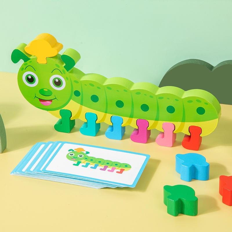 Multicolor Caterpillar Logic Cards: Early Education Toy for Cognitive Development