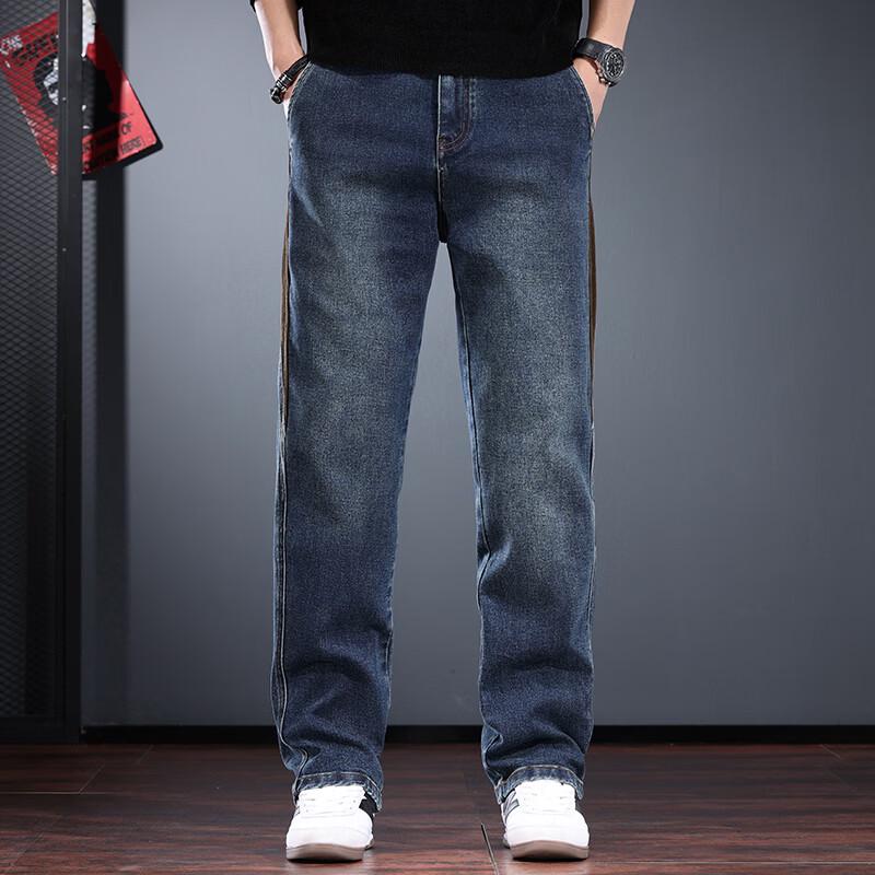 Мужские американские ретро джинсы свободного прямого кроя 4XL