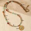 French Pastoral Duobao Natural Stone Necklace Women's Tianhe Stone Sun Flower Pendant Bohemian Holiday Long Clavicle Chain