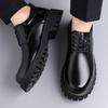 Fashion Casual Business Men's Leather Shoes Minimalist and trendy design styles Outdoor street  Thick soled adult Black classic shoes