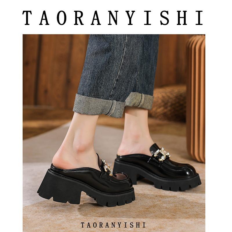 Baotou half slippers women wear summer lazy slippers cool slippers thick heel platform loafers