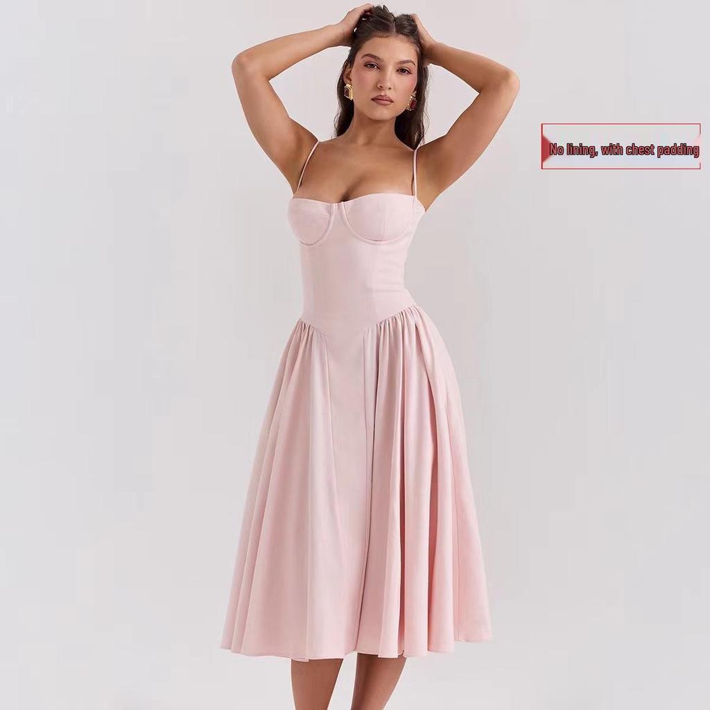 New Arrival Autumn Spaghetti Strap Multi-color Sexy Mid-length Skirt