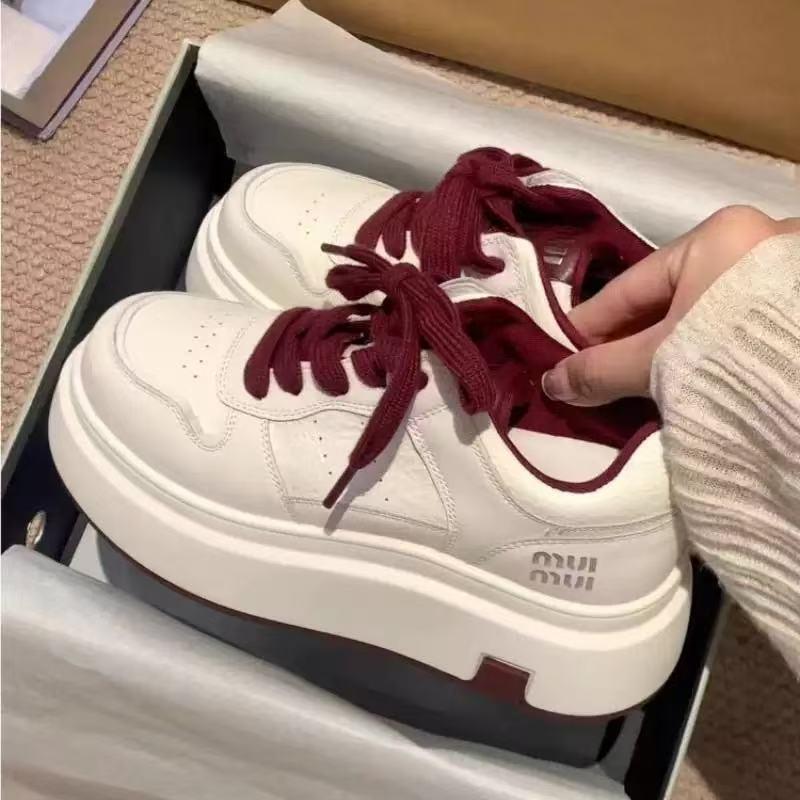 Platform Casual Sneakers For Women Lace Up Chunky Sole Fashion Shoes