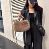 Winter Fashion Women's Faux Fur Shoulder Bags Candy Color Pearl Handle Crossbody Bag Small Fluffy Female Pillow Handbags