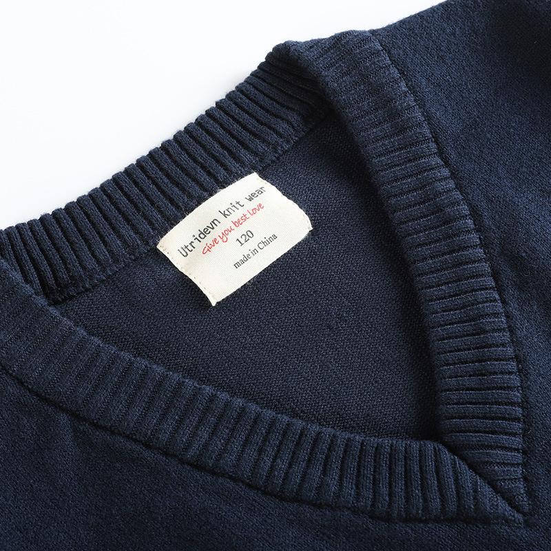 Korean Solid Color Children's Pullover Long-sleeved Sweater Parent-child Wear Medium and Large Children's Knitted Bottoming Shirt