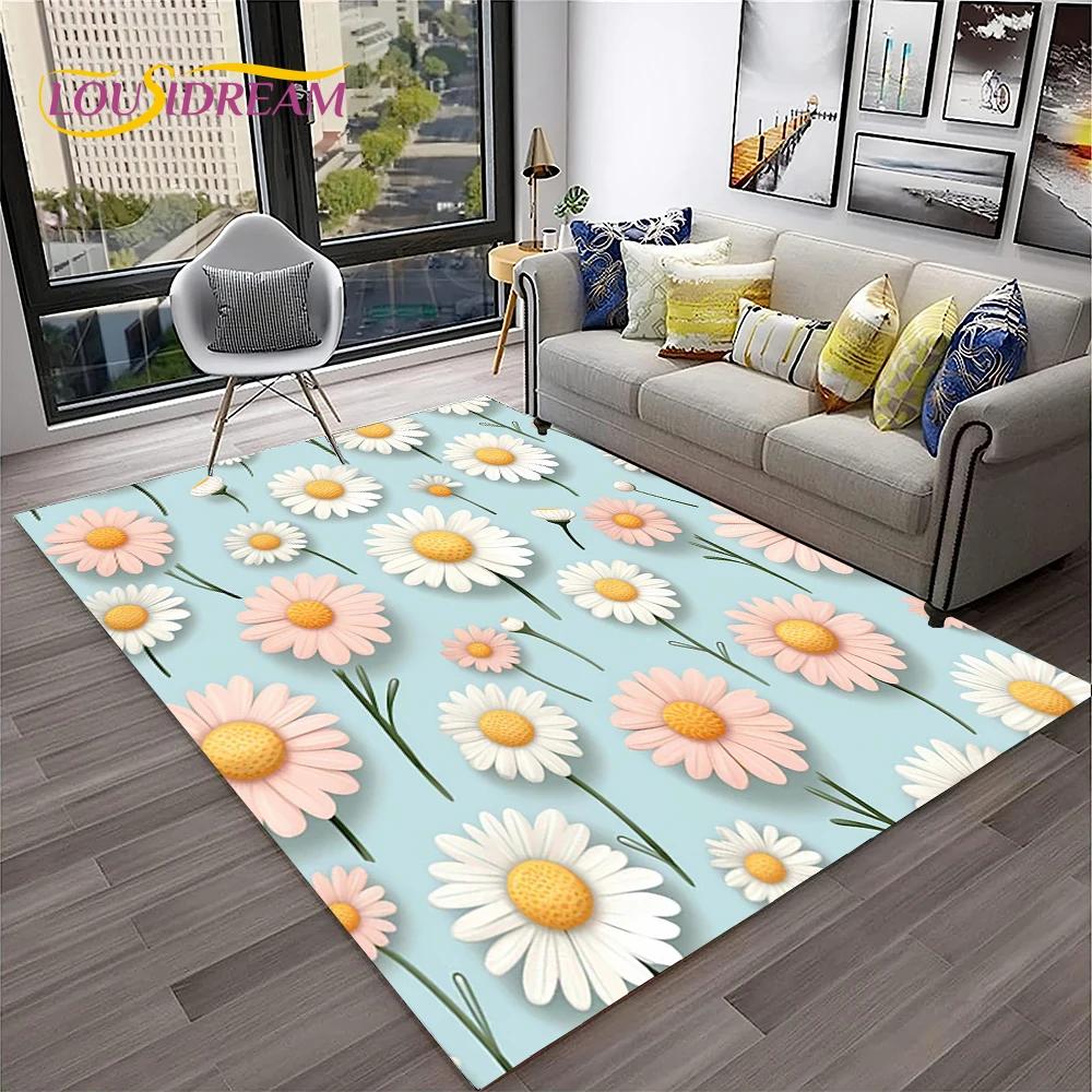 Daisy Nordic Sun Flowers  Carpet Rug for Home Living Room Bedroom Sofa Doormat Decor,kids Play Area Rug Floor Mat