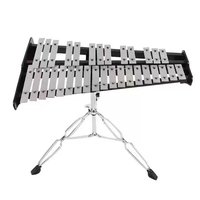 32-Tone Aluminum Glockenspiel Portable Orff Percussion Instrument: Folding Steel Plate Hand-Knocked Piano