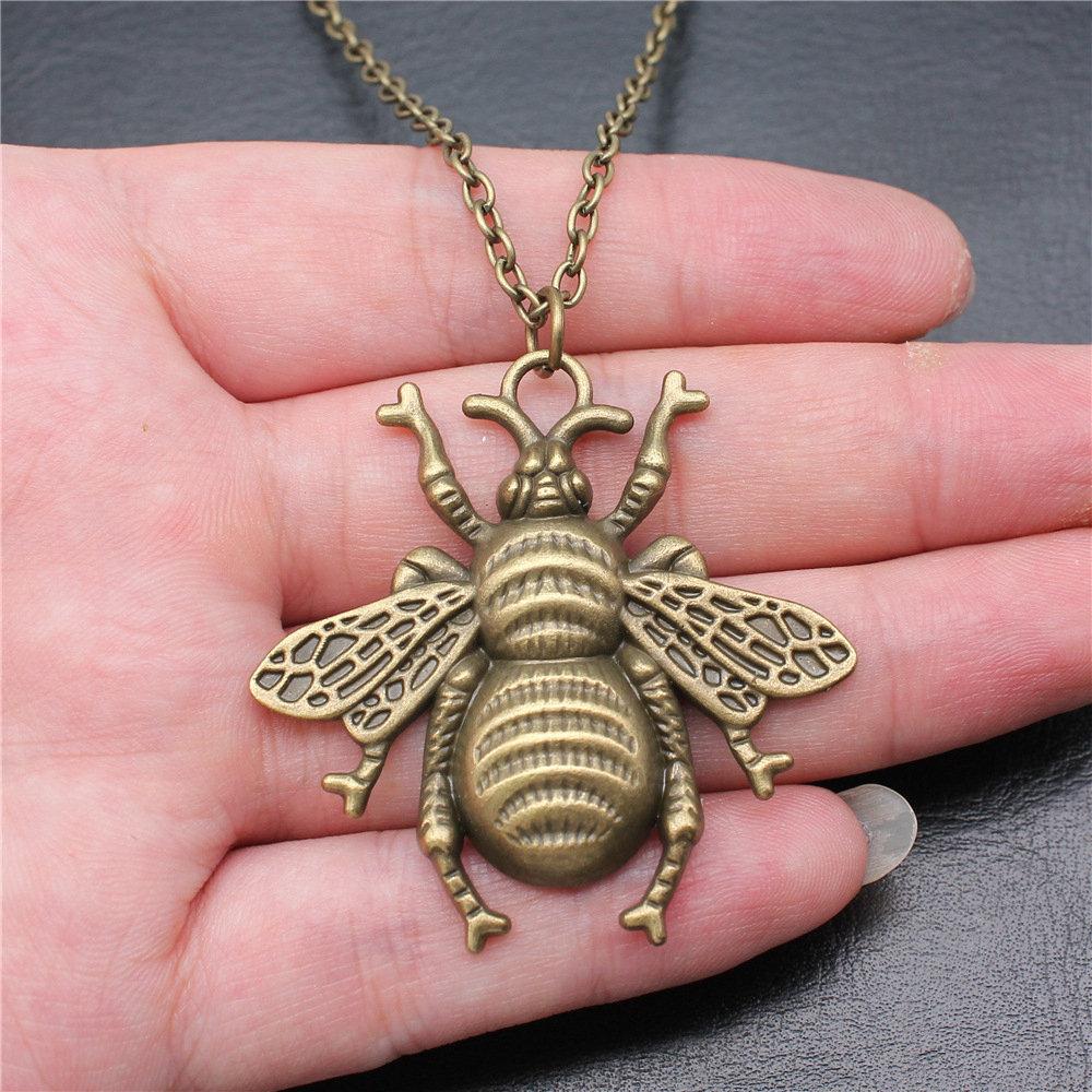 Dragonfly Butterfly Bees Garden Insect Pendant Antique Bronze Metal Boys Collar Necklace Hot Sale