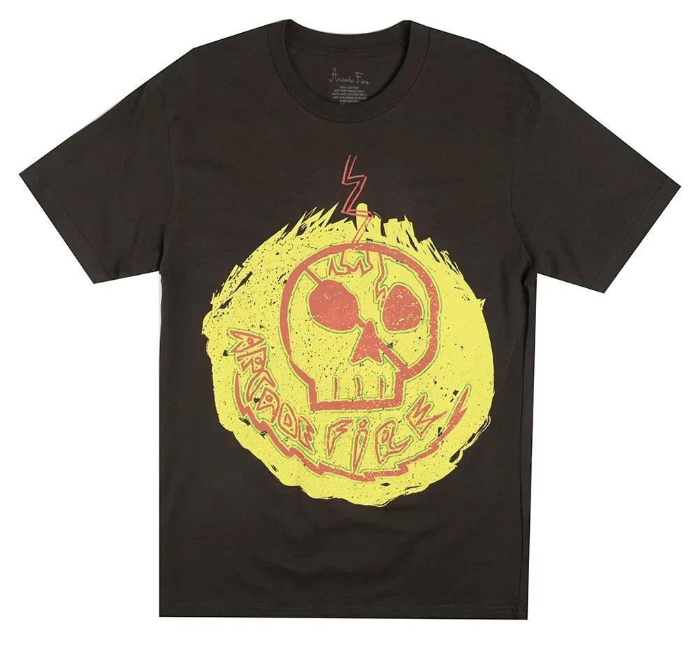 Arcade Fire Skull Premium Band 100% Cotton T-shirt Mens Tees Top, Official Merch 3XL