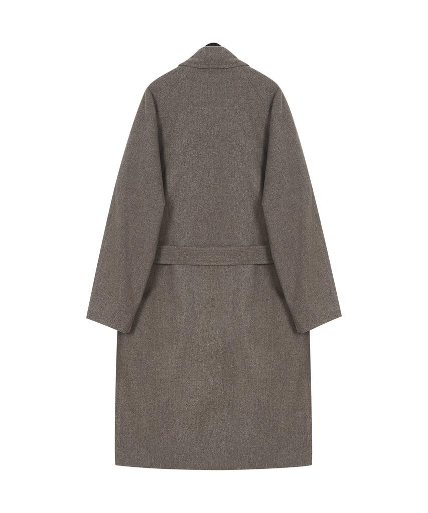 Prairie Light Merino Wool Oversized Robe Long Coat (Herringbone Brown)