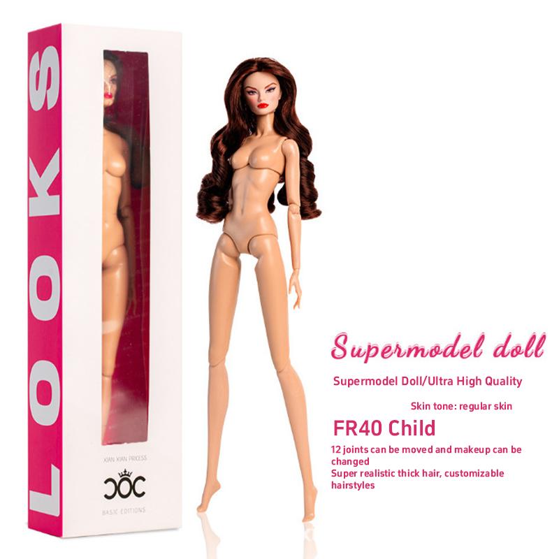 1/6 Supermodel Gehäuse Dekoration 32cm Afrikanisch Nackt Nackt Schwarzes Kleid DIY Kindergeschenk 12 Gelenke Können Den Kopf Des Körpers Bewegen