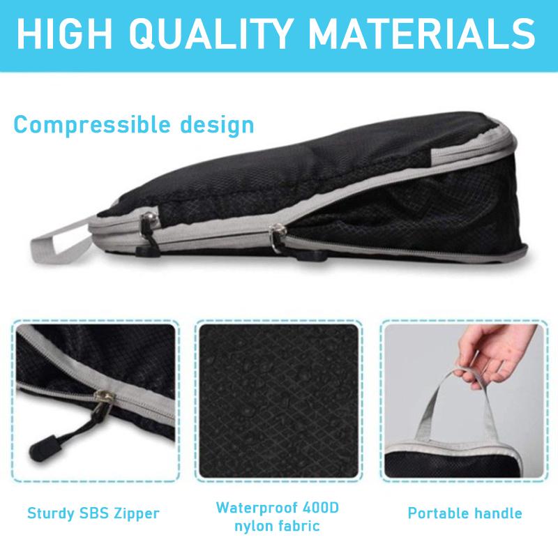 3Pcs Compressible Travel Storage Bag Foldable Waterproof Packing Cubes Travel Suitcase Portable With Handbag Luggage Organizer