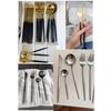 24Pcs Black Gold Dinnerware Set Stainless Steel Fork Spoon Knife Dinner Tableware With Butter Cheese Knife Basic Cutlery Set Kitchen