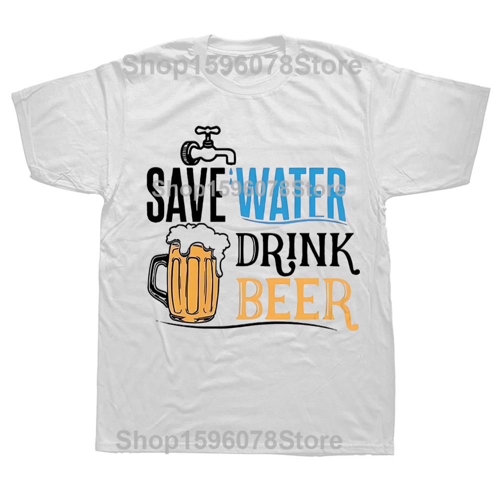 Save Water Drink Beer Tshirt Funny Beer Day Graphic Summer Men Short Sleeve Tshirt Drinking Party Women Men Tshirts Tee Tops S