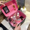 Portable Waterproof Cosmetic Case Large Capacity Hard Shell Makeup Case PU Leather Square Makeup Handbag Women