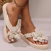 New Summer Slippers Outdoor Beach Flip-flops Cute Flower Bow Decoration Casual Flat Slippers Shoes for Women Slides