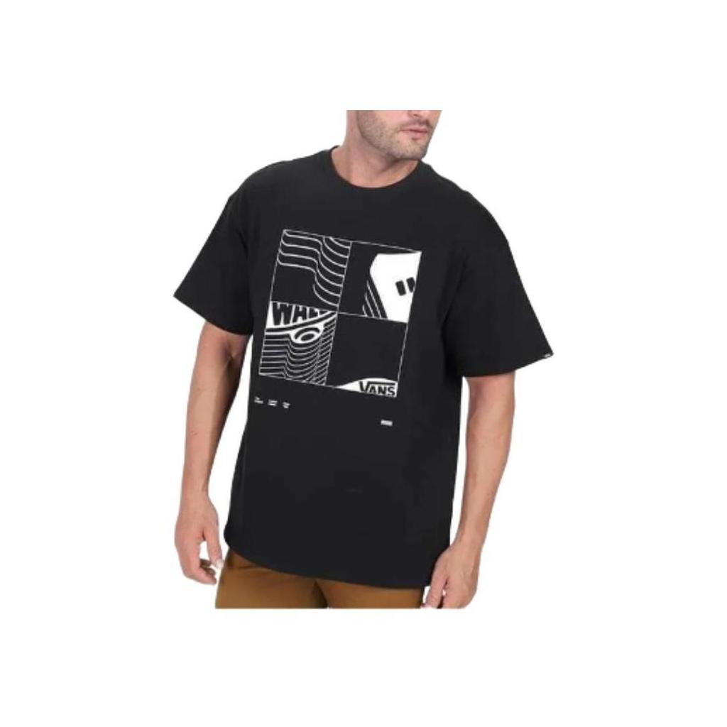 Vans Black Geometric Print Crew Neck Short Sleeve T-Shirt VN0009ZVBLK