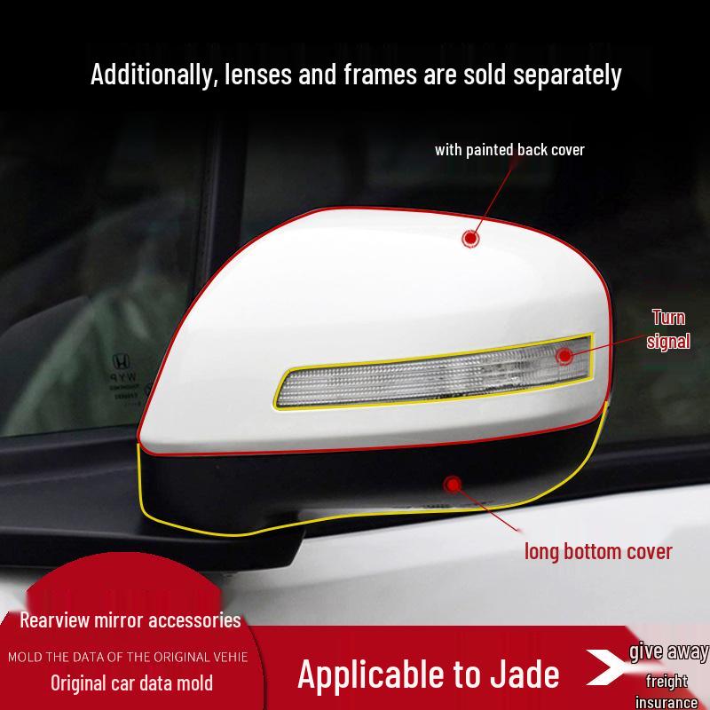 

Honda Jade Rearview Mirror Accessories: Suitable for 13-16 Models, Includes Frame, Reflector Lens, and Turn Signal Cover. Mirror Lens - Driver (Left)