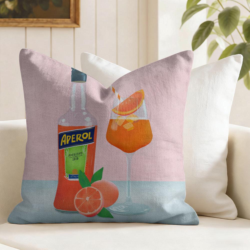 Classic Aperol Spritz Cushion Cover Eco Linen Pillow Case DoubleSided Print Breathable Durable Zipper Home Decor Gift