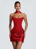 2026 European & American Cross-Border Women's Sexy Pleated Slim Formal Tie-Up Dress