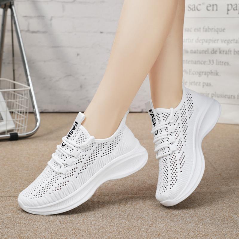 

Soft Soled Running Shoes 2024 Autumn New Solid Color Mesh Breathable Casual Thick Sole Anti Slip Women s Vulcanized Single Shoe 36 білий
