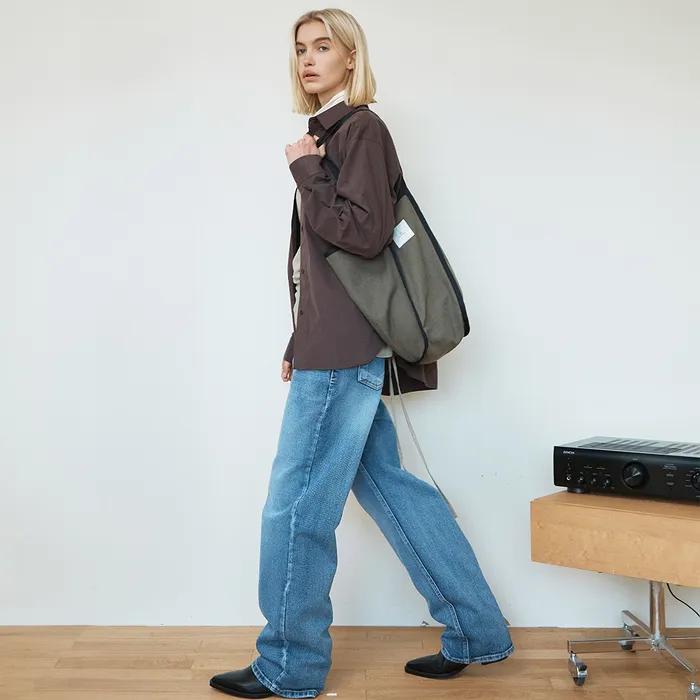 CONTRAST STRAP ECO BAG / KHAKI