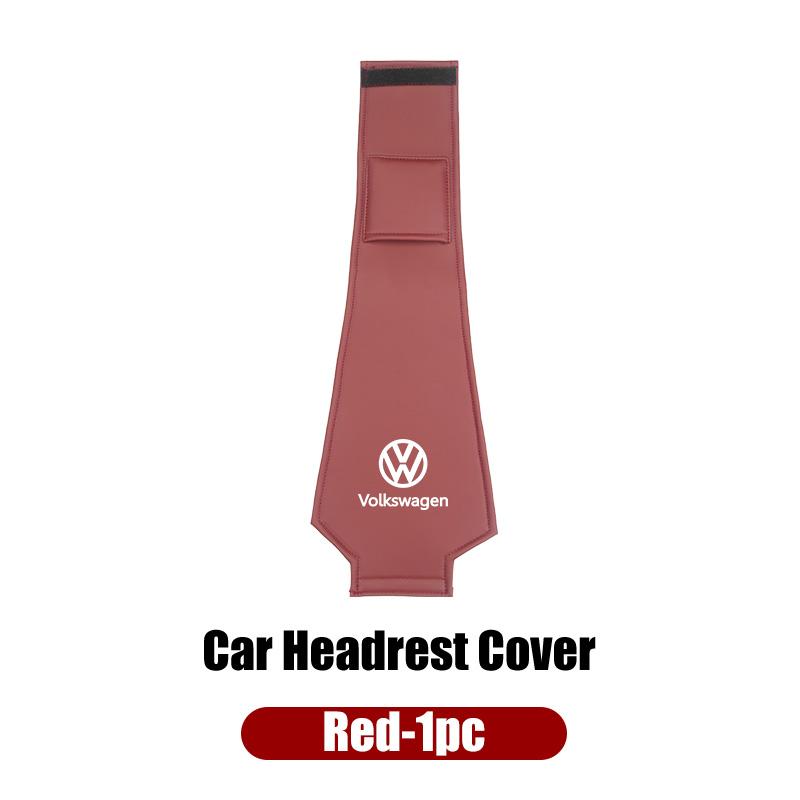 Leather Car Headrest Anti Dirty Protective Cover For VW Tiguan CC Jetta Polo Golf Passat Scirocco T-ROC TouaregNO4