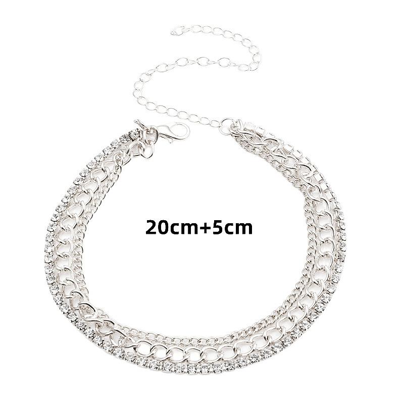 Fashion Summer Popular Combination Suit Foot Accessories Women, Multi-layer Personalized Simple with Diamond Anklet