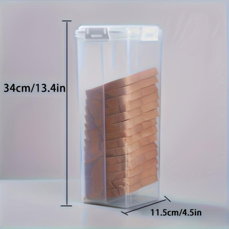 Clear Plastic Airtight Bread Box with Lid Rectangular Food Storage Container Reusable Fresh Keeping Organizer for Kitchen Use