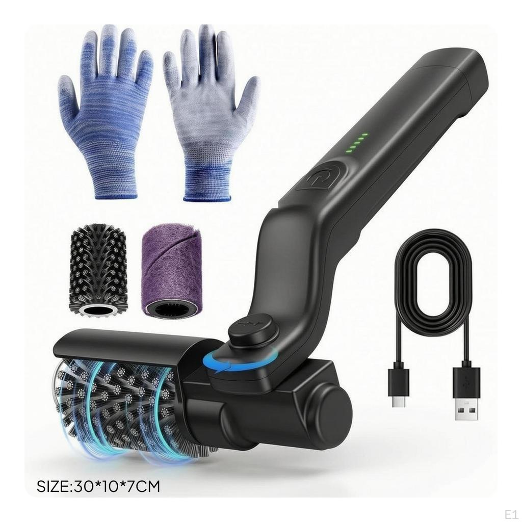 Electric Barbecue Brush with Replacement Heads USB Rechargeable Grill Cordless for