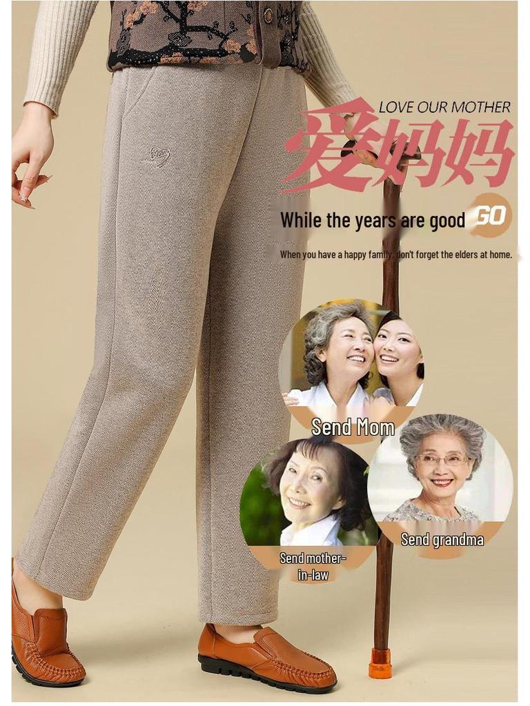 Pantaloni in Lana Foderati in Pile da Donna per Anziani - Larghi, Dritti, Stile Autunno/Inverno
