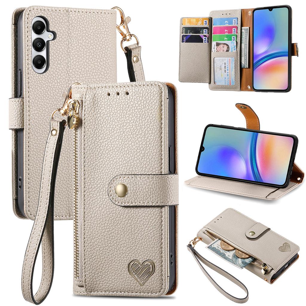 For Samsung Galaxy A06 4G Case RFID Blocking Zipper Pocket Leather Wallet Phone Cover