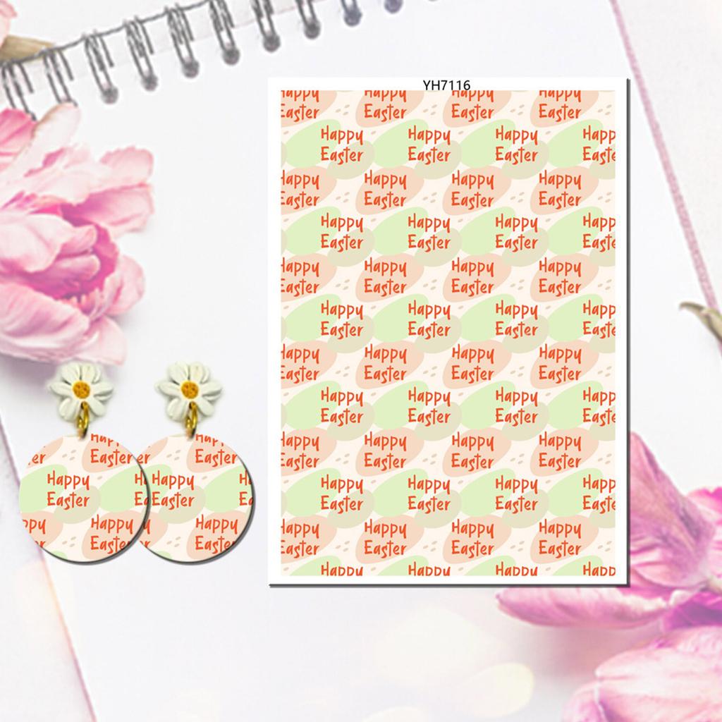 Water Soluble Clay Transfer Sheets Easters Rabbits Colored Eggs Transfer Paper Earrings Making Tool for Jewelry Making