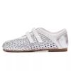 Woven Hollow Mary Jane Sandals Women's 2025 Summer New Mesh Breathable Velcro Shallow Mouth One Pedal Single Shoes