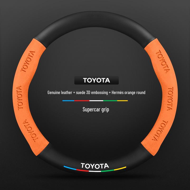 Protiskluzový kožený potah volantu z uhlíkových vláken pro Toyota Prado