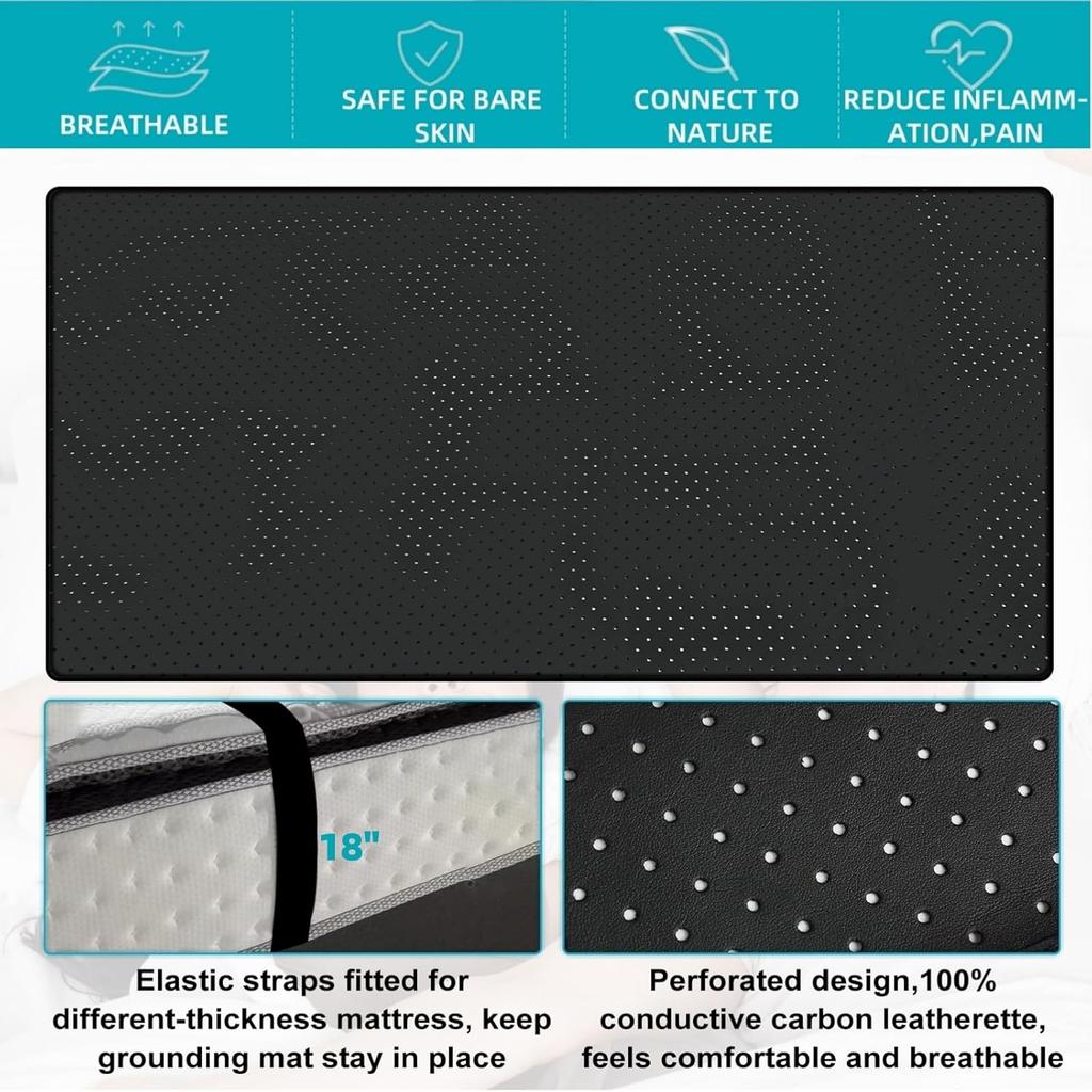 Earthing Grounding Mat for Bed King Queen Sizes Anti Slip Pad with Grounding Cord Support Better Sleep and Comfortable Daily Rest