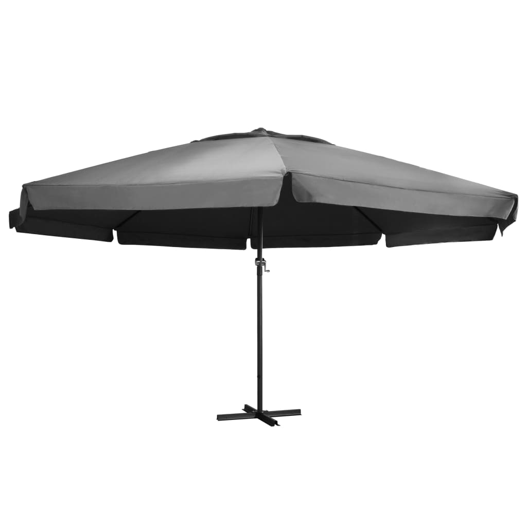 600 Cm Anthracite Garden Umbrella with Aluminum Pole