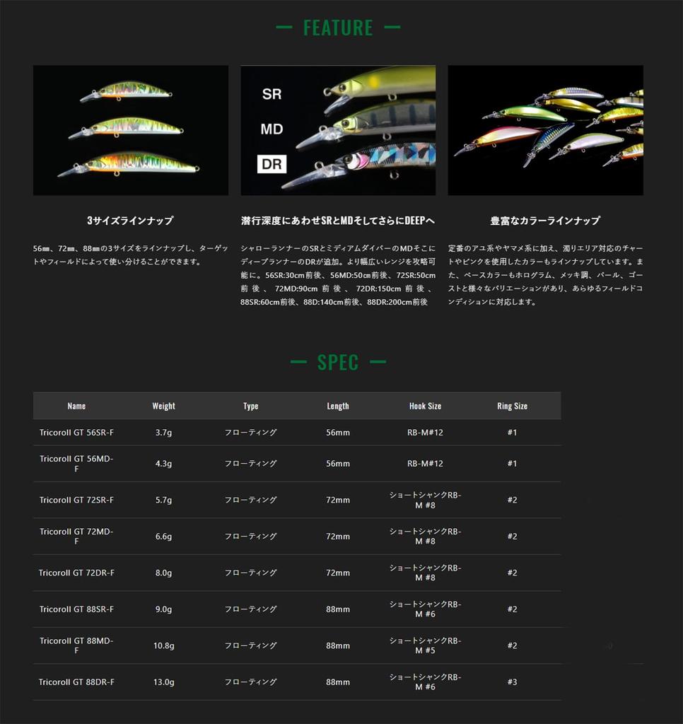 Jackall Timon Tricolor GT for Ayu Fishing 72MD-F